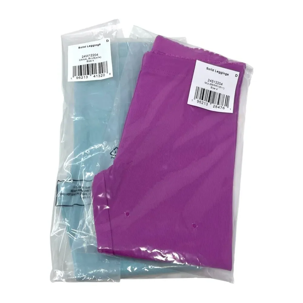 Tea Collection Bundle of 2 Pink Teal Leggings Cotton Stretch Girls NWT Size 4